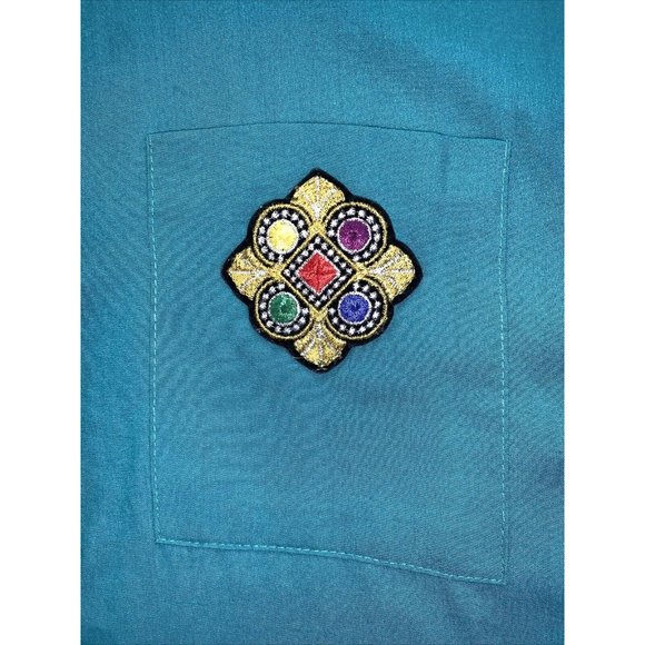 Vintage Touché LA Teal Embellished Womens Top Medium-10219 - Picture 6 of 11
